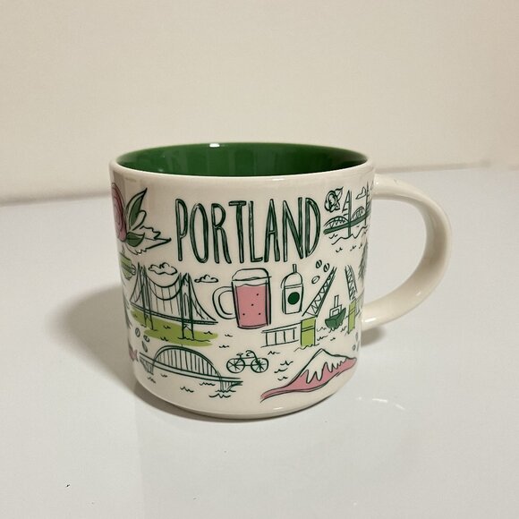 STARBUCKS 14 fl.oz GREEN COFFEE/TEA MUG "Been There Series" PORTLAND/NEW no box - Picture 3 of 7